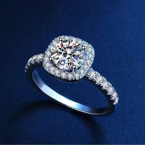 Certified 1ct Moissanite ring, Sterling silver, US size 8.